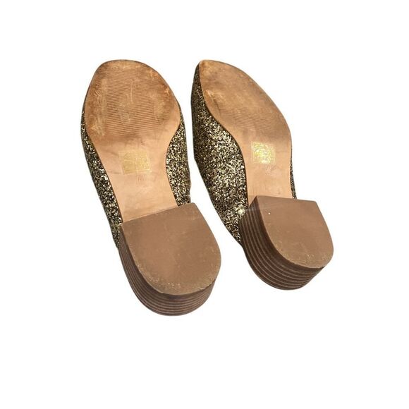 Madewell Shoes 7 1/2 The Willa Loafer Mule Gold Metallic Glitter 7.5 $128 - Picture 5 of 6